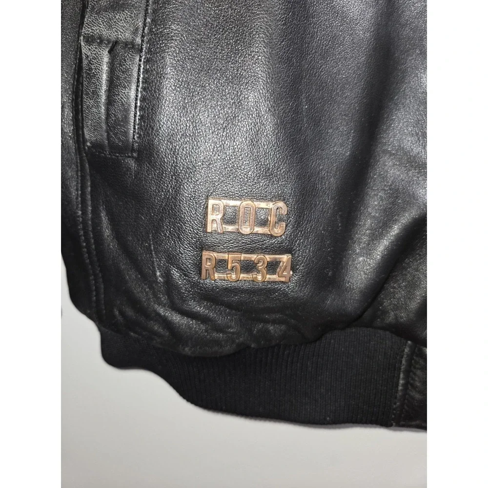 Leather Zippered Men's Jacket Black Size 3XL Roca Wear - Picture 5 of 13